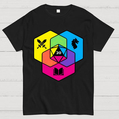 RPG CMYK Dice Venn Diagram Geek T-Shirt
