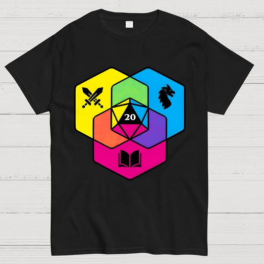 RPG CMYK Dice Venn Diagram Geek T-Shirt