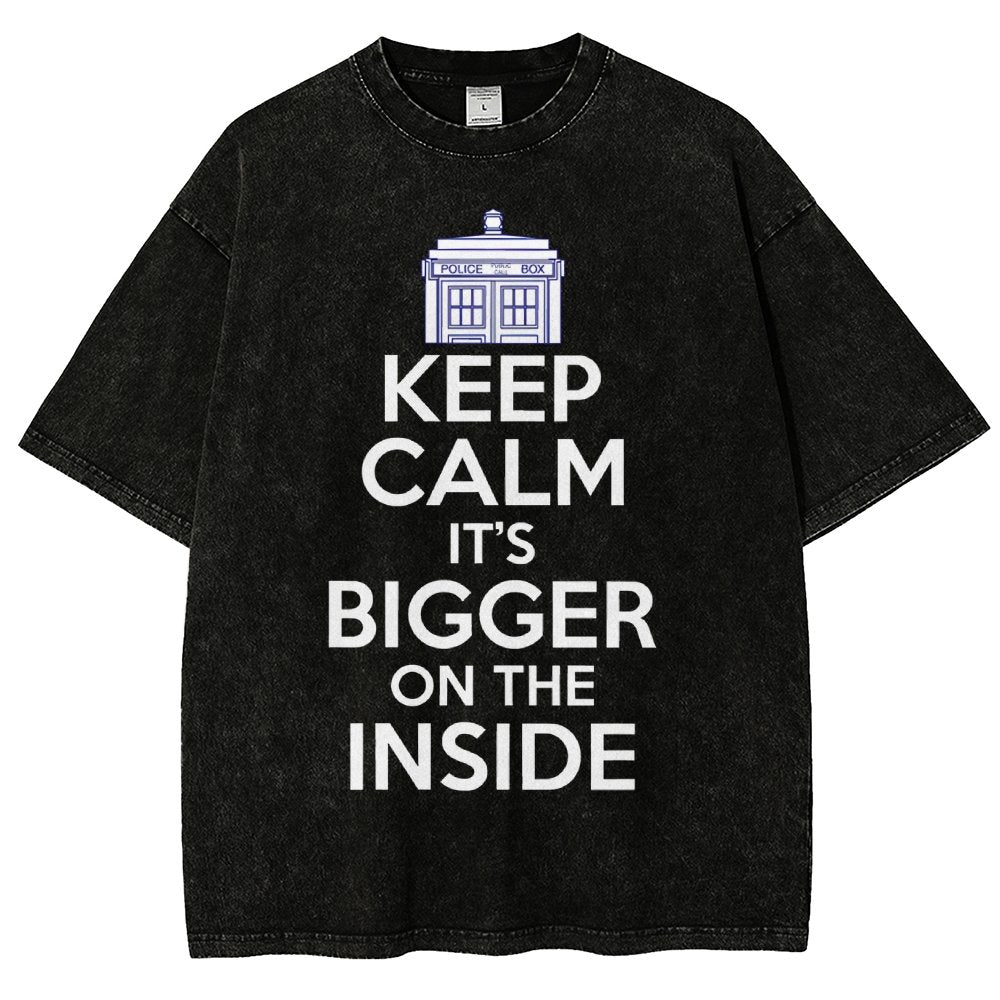 Keep Calm It's Larger On The Inside Vintage Distressed T-shirt