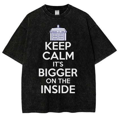 Keep Calm It's Larger On The Inside Vintage Distressed T-shirt