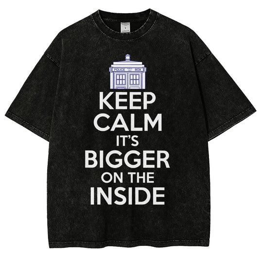 Keep Calm It's Larger On The Inside Vintage Distressed T-shirt