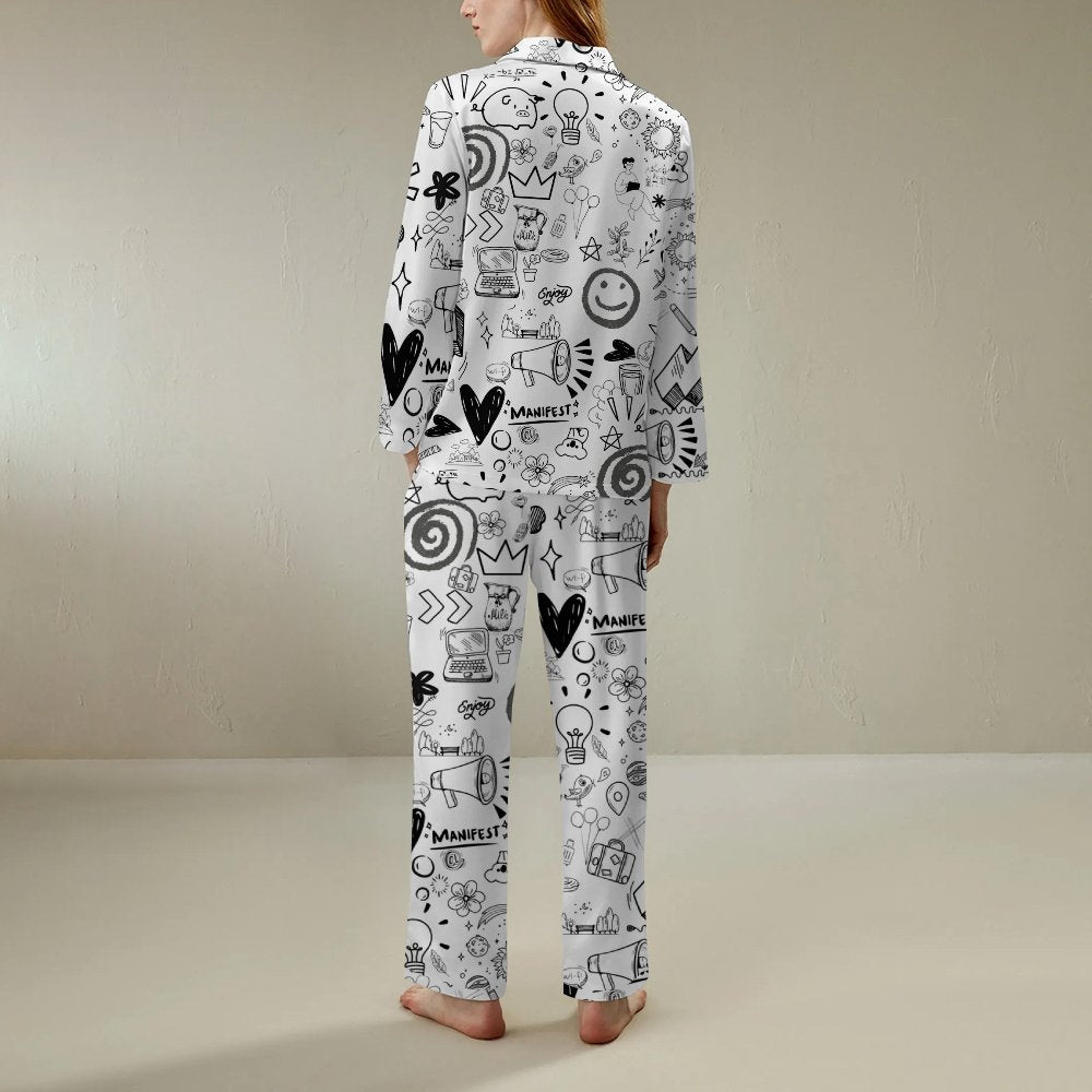 Stick Figure Geek Long Sleeve Pajama Set