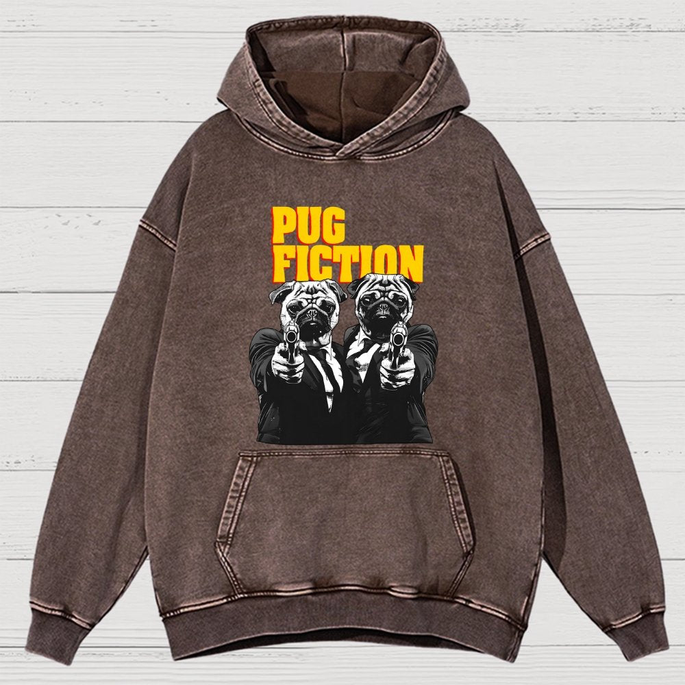 Pug Fiction Vintage Distressed Hoodie