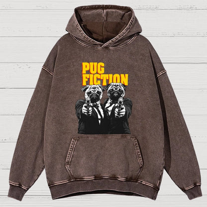 Pug Fiction Vintage Distressed Hoodie