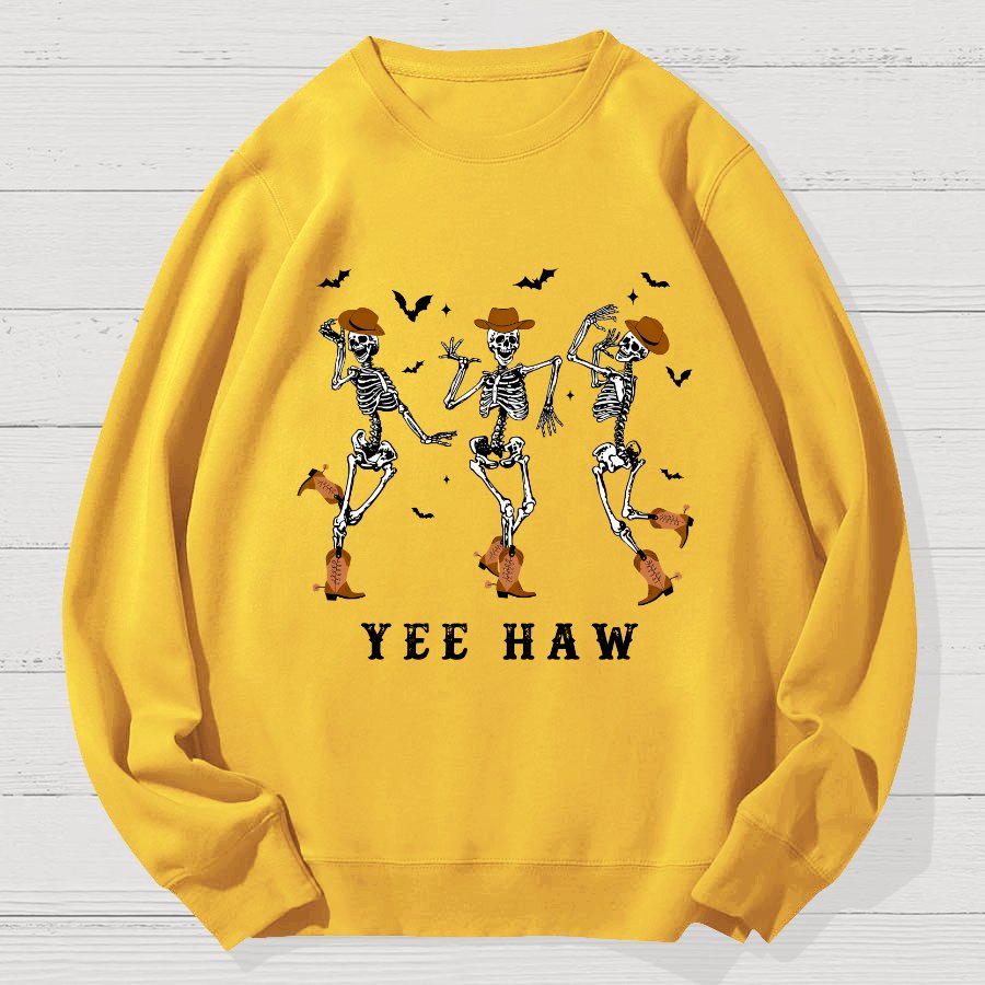 Dancing Skeleton Pumpkin Halloween Geek Cotton Sweatshirt