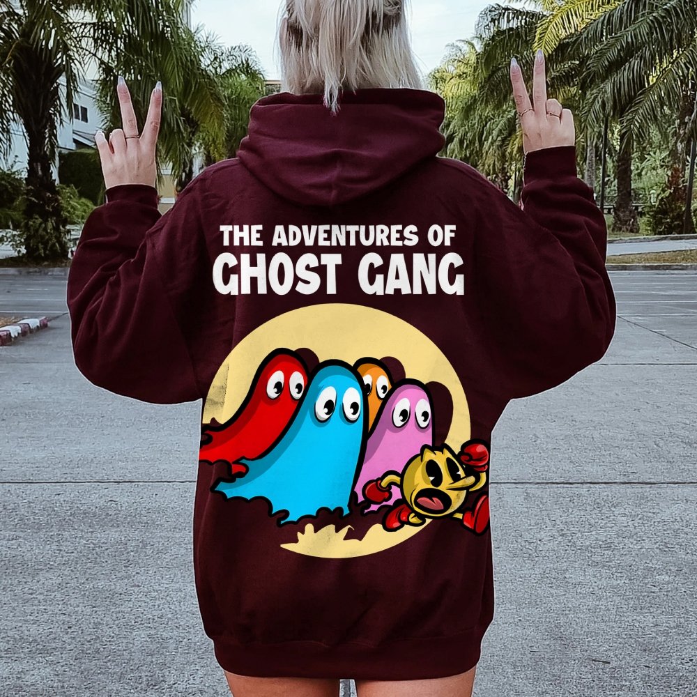 The Adventures Of Ghost Gang Printed Back Cotton Hoodie