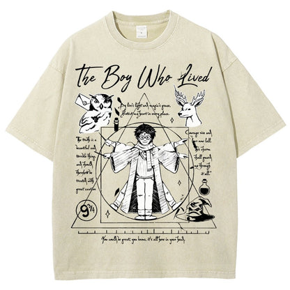 Vitruvian Wizard Vintage Distressed T-shirt
