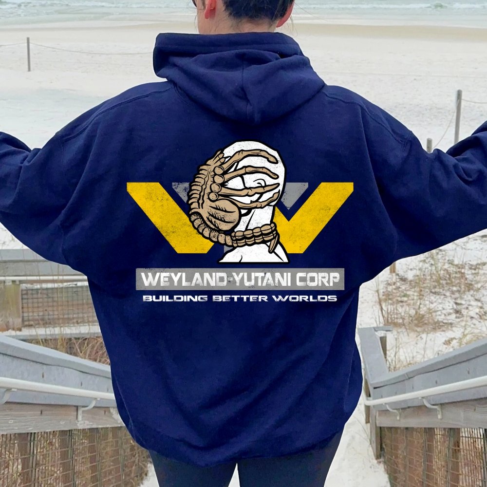 Mysterious Creatures Building Better Worlds Printed Back Unisex Cotton Hoodie