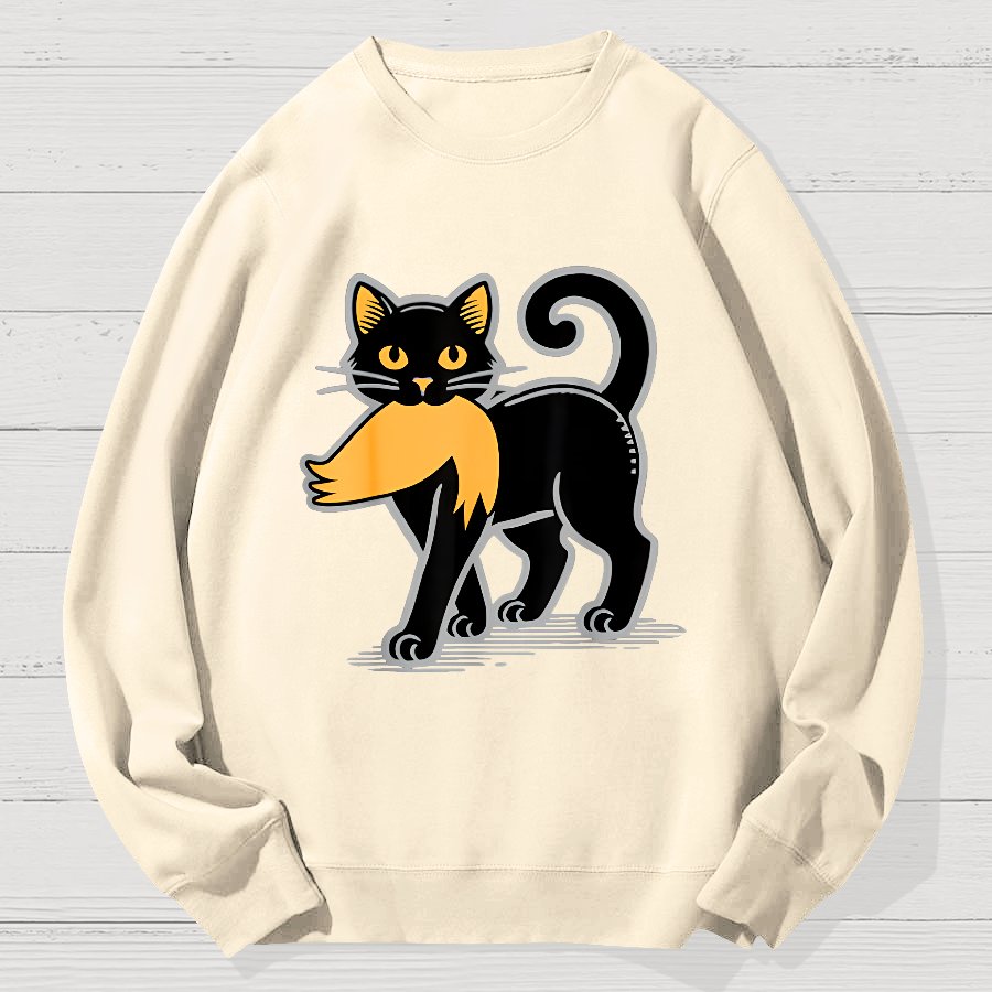 Black Cat Sarcasm Funny Cotton Sweatshirt