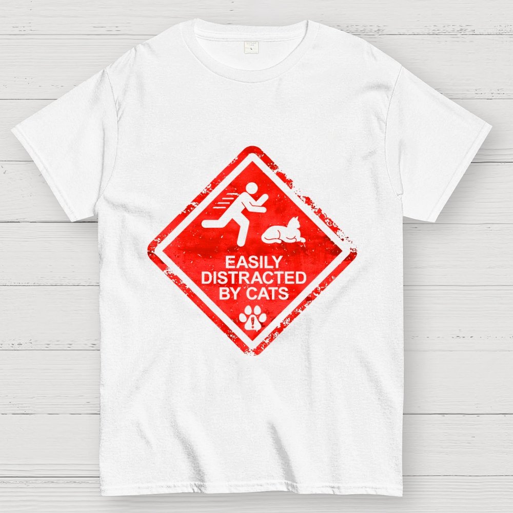 Cat Distraction Warning Geek T-Shirt