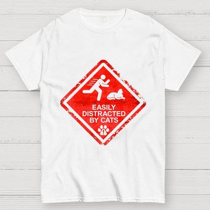 Cat Distraction Warning Geek T-Shirt