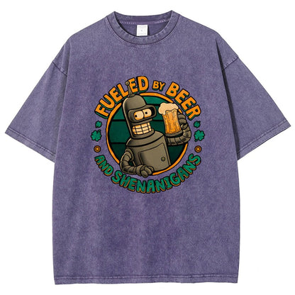 Fueled By Beer Vintage Distressed T-shirt
