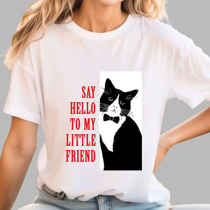 Hello Little Friend funny cat Geek T-Shirt