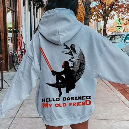 Hello Darkness My Old Friend Printed Back Unisex Cotton Hoodie