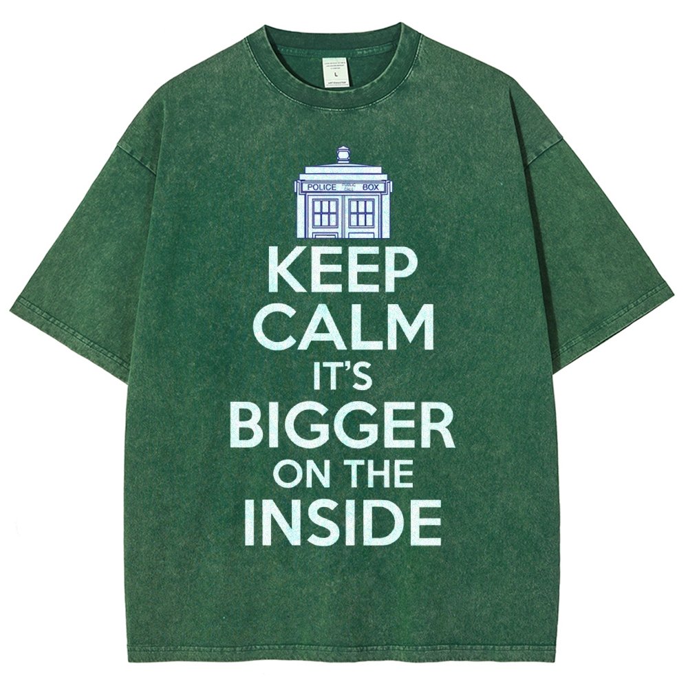Keep Calm It's Larger On The Inside Vintage Distressed T-shirt