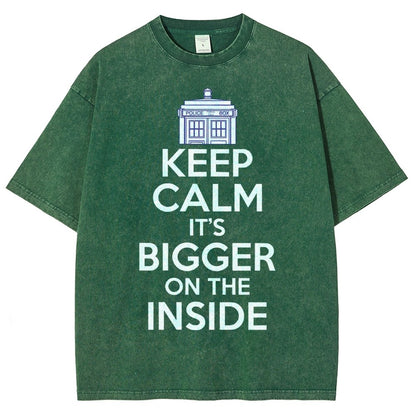 Keep Calm It's Larger On The Inside Vintage Distressed T-shirt