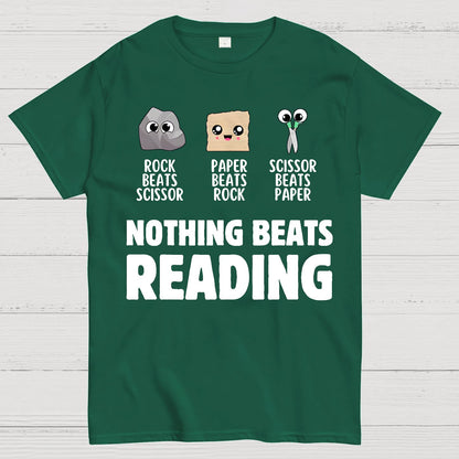 Nothing Beats Reading Librarian Book Bookworm Geek T-Shirt