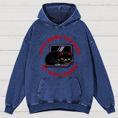 Work Can Wait Nap Cannot Vintage Distressed Hoodie