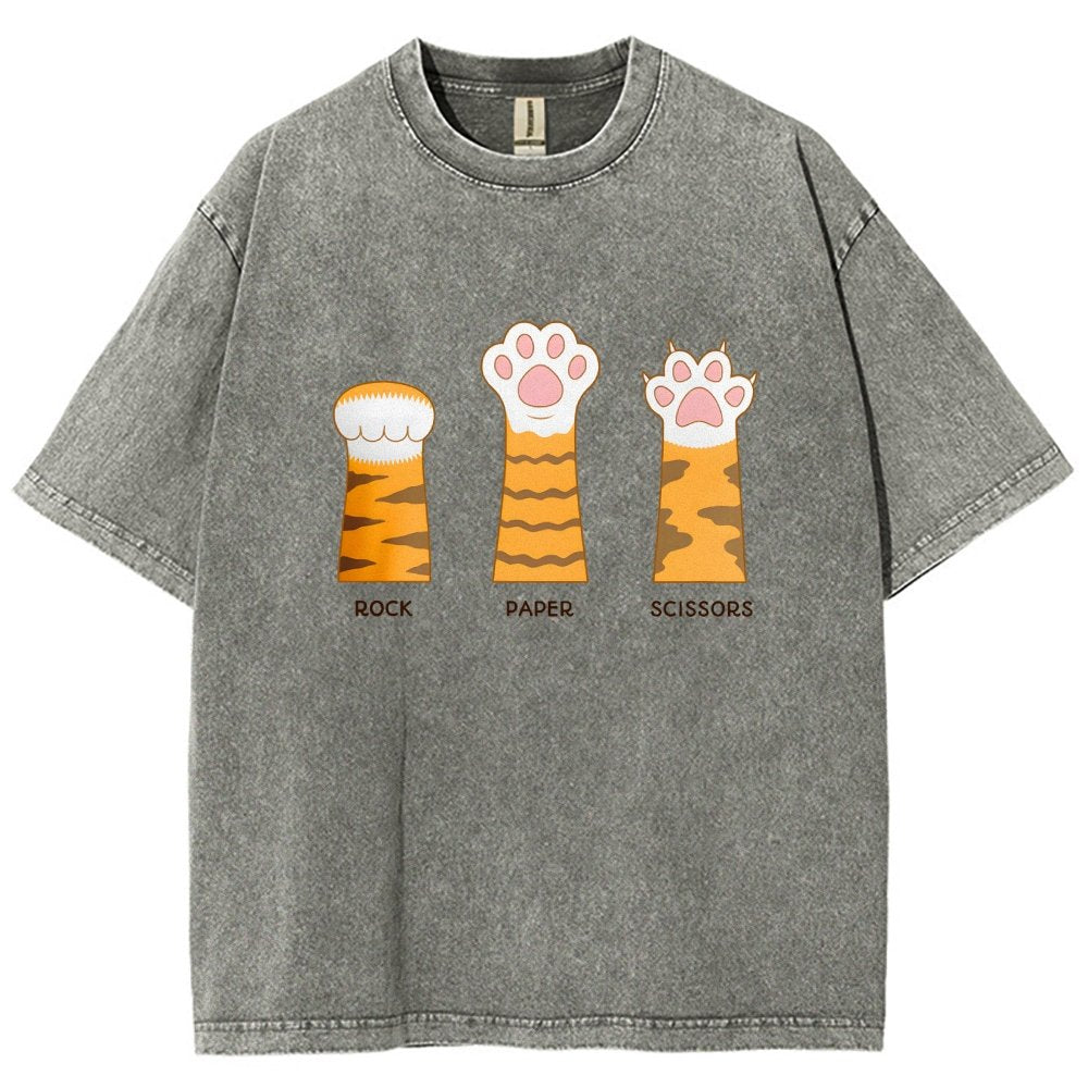 Rock Paper Scissors Purrfect Vintage Distressed T-shirt