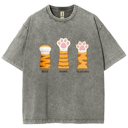 Rock Paper Scissors Purrfect Vintage Distressed T-shirt