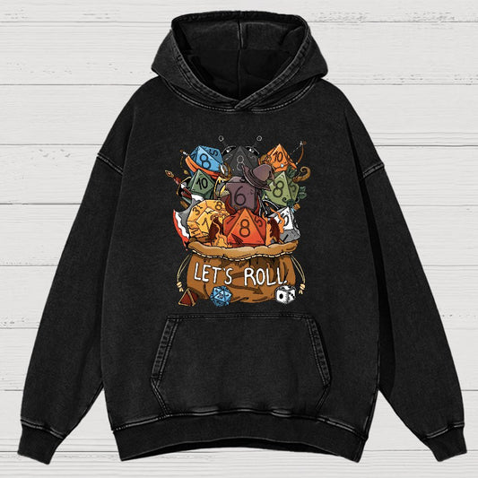 Let's Roll Nerdy Vintage Distressed Hoodie