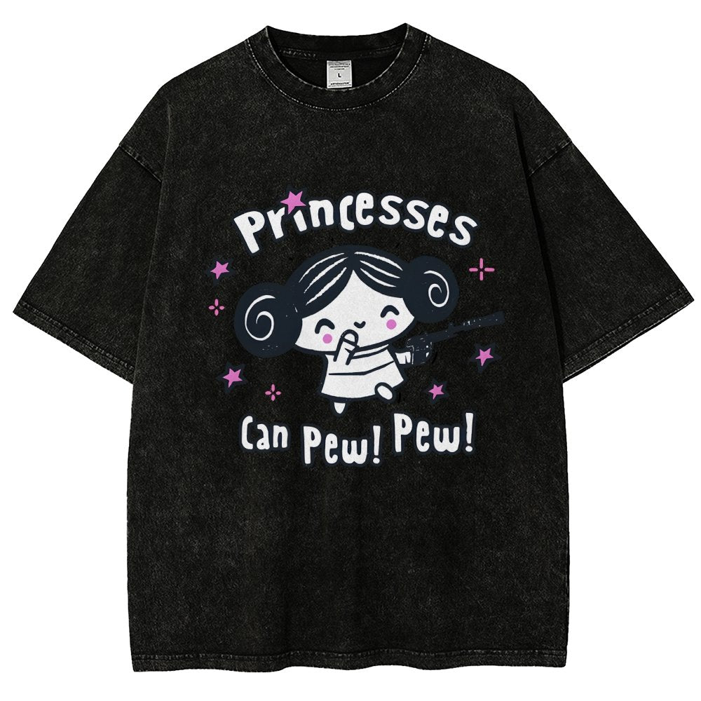 Princesses Can Pew! Pew! Too Vintage Distressed T-shirt