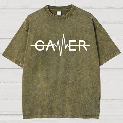 Gamer Heartbeat Vintage Distressed T-shirt