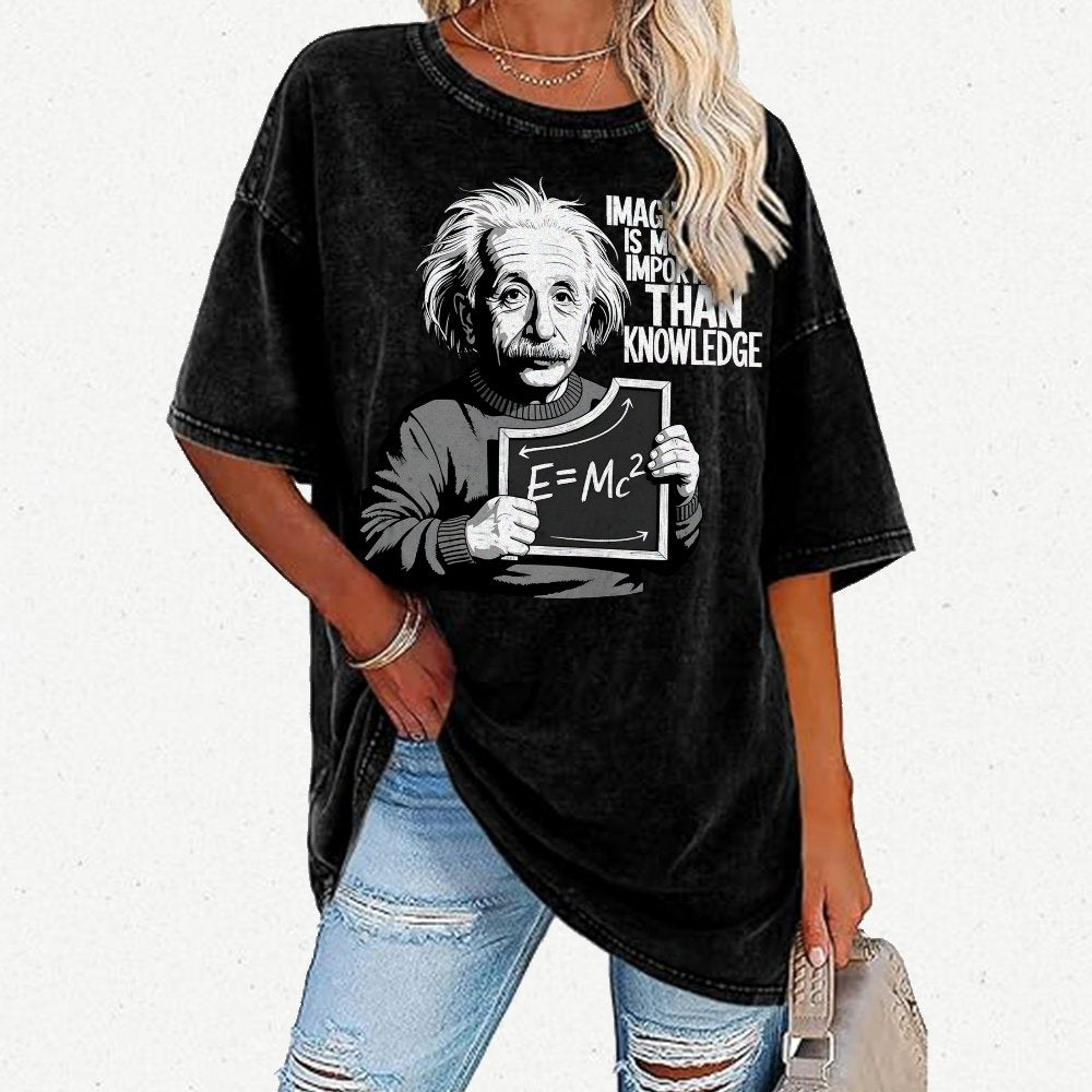 Imagination is more important than knowledge Vintage Distressed T-shirt