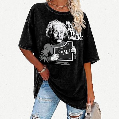 Imagination is more important than knowledge Vintage Distressed T-shirt