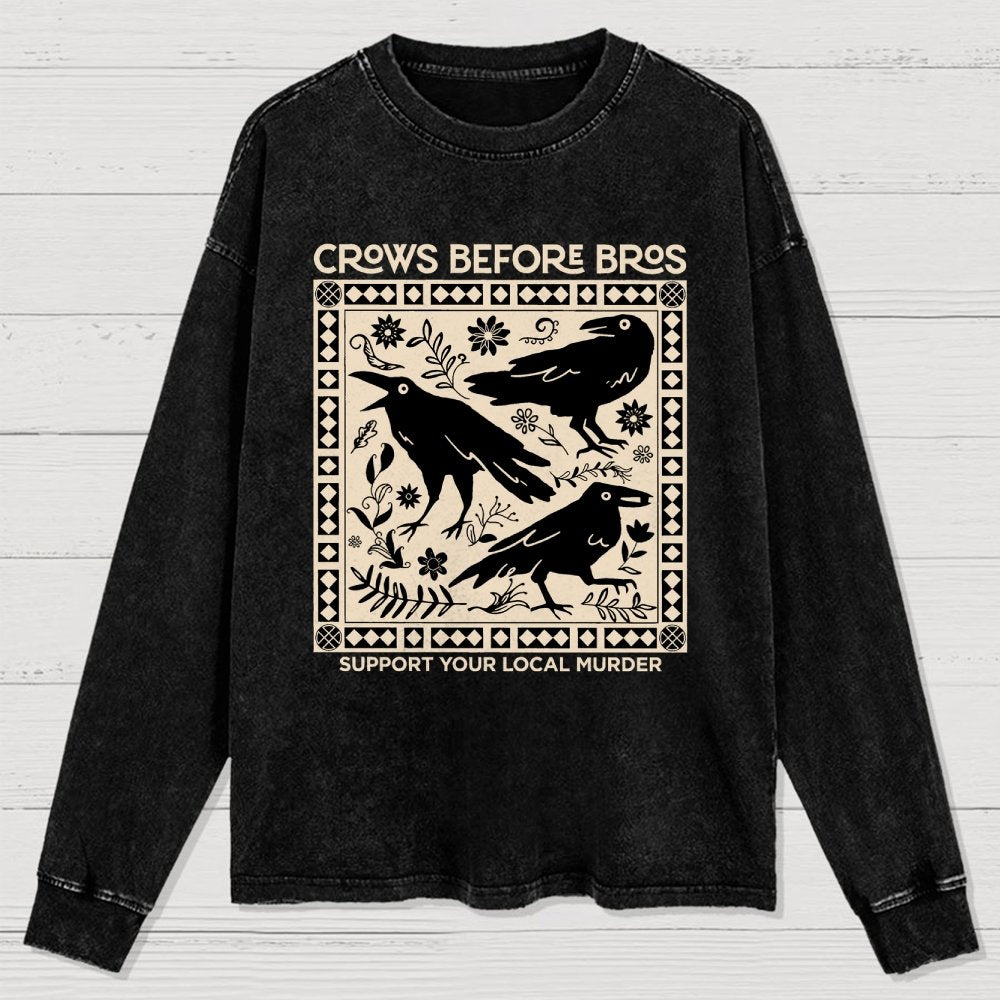 Crows Before Bros Washed Long Sleeve Tee