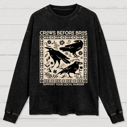 Crows Before Bros Washed Long Sleeve Tee