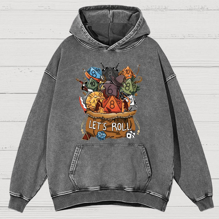 Let's Roll Nerdy Vintage Distressed Hoodie
