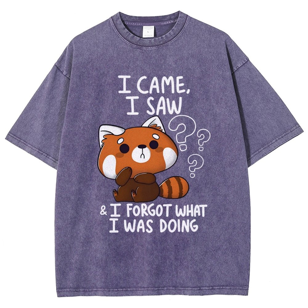 I Came I Saw I Forgot What I Was Doing Forgetful Red Panda Vintage Distressed T-shirt