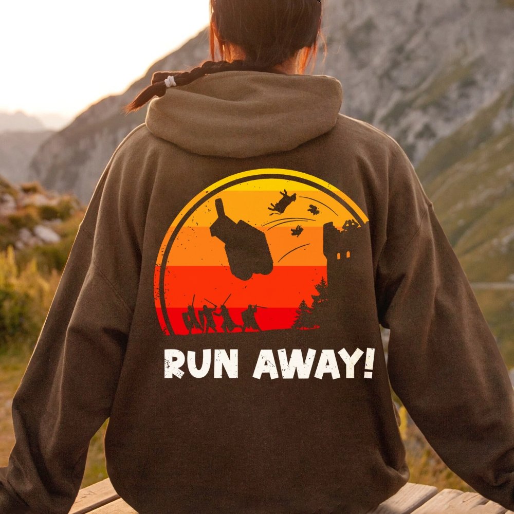 Run Away Printed Back Unisex Cotton Hoodie