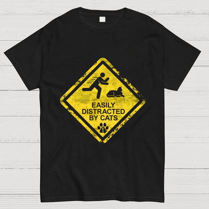 Cat Distraction Warning Geek T-Shirt