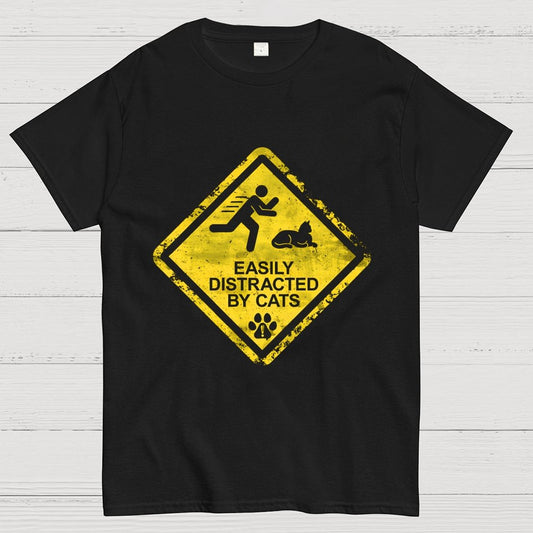 Cat Distraction Warning Geek T-Shirt