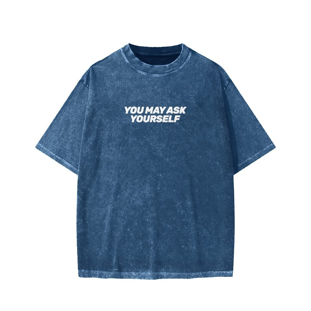 Techno Apocalypse Front And Back Printing Washed T-shirt