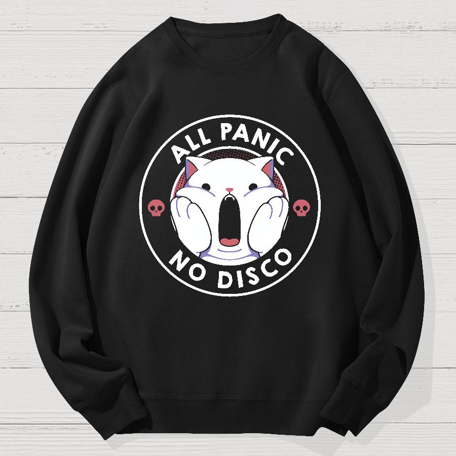 All Panic No Disco Funny Cat Geek Cotton Sweatshirt