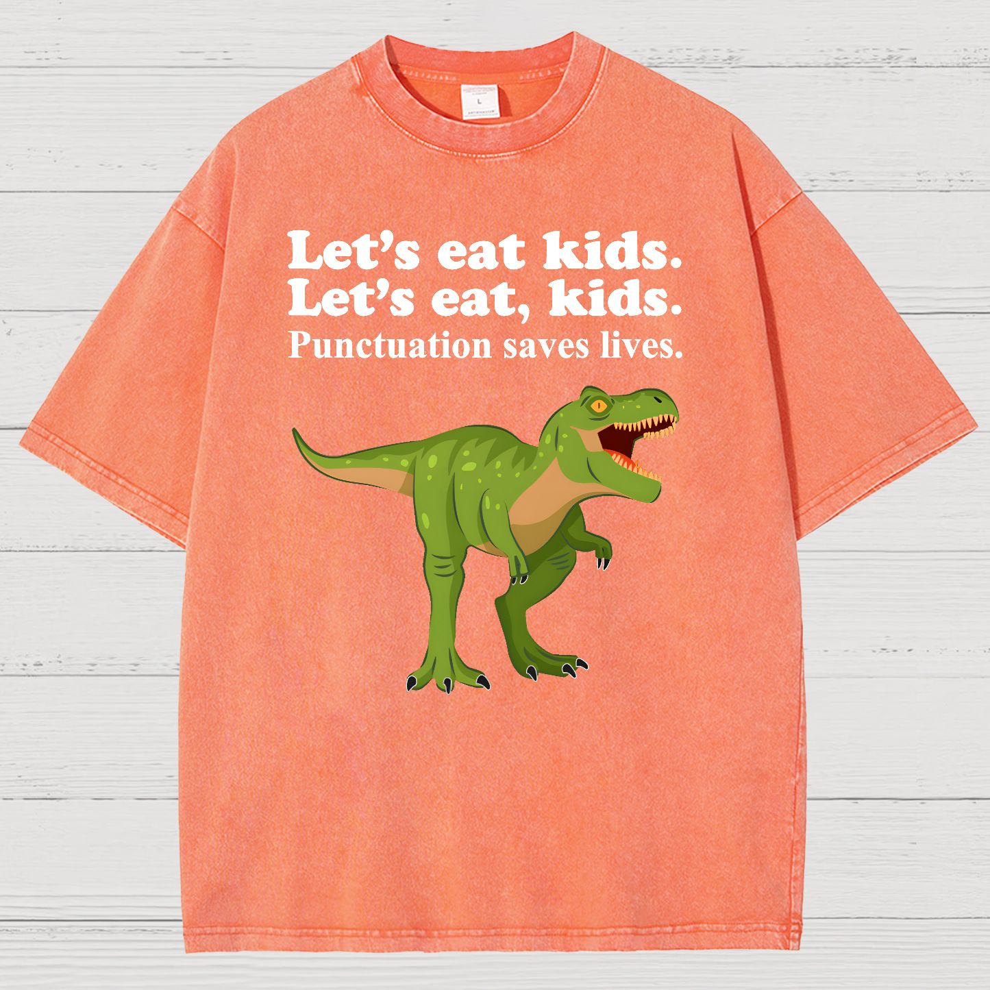 Let's Eat Kids! Punctuation Saves Lives Vintage Distressed T-shirt