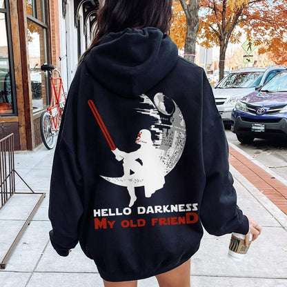 Hello Darkness My Old Friend Printed Back Unisex Cotton Hoodie