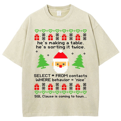 He's Making A Table Christmas Vintage Distressed T-shirt