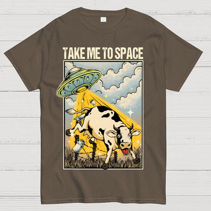 Take Me to Space - Alien Cow Abduction Geek T-Shirt