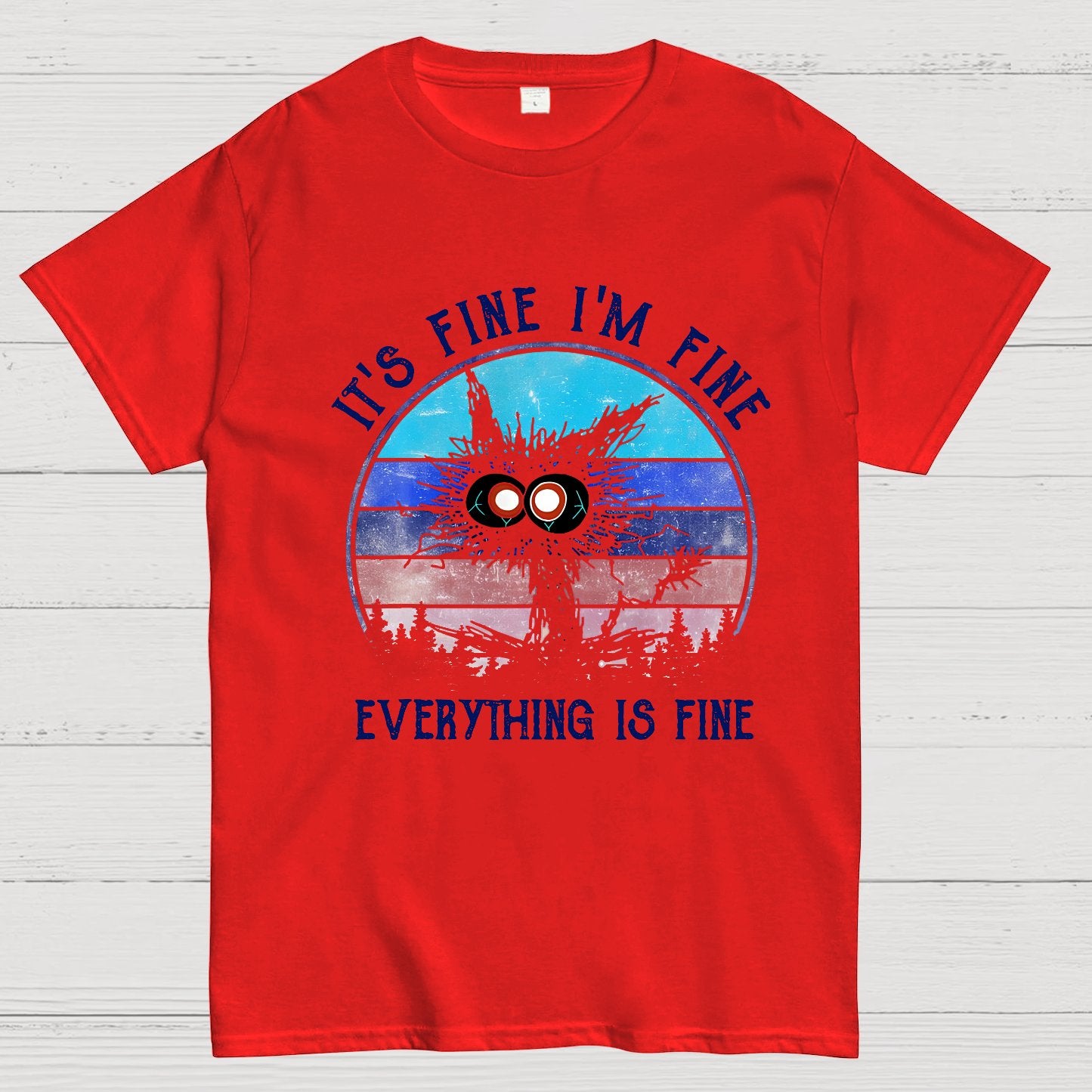 It ‘s Fine I am Fine Everything Is Fine Funny Black cat Geek T-Shirt