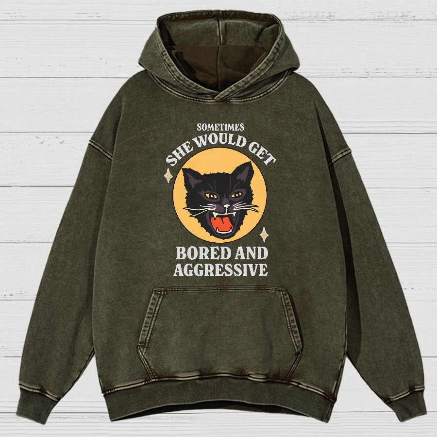 Angry Cat Funny Vintage Distressed Hoodie