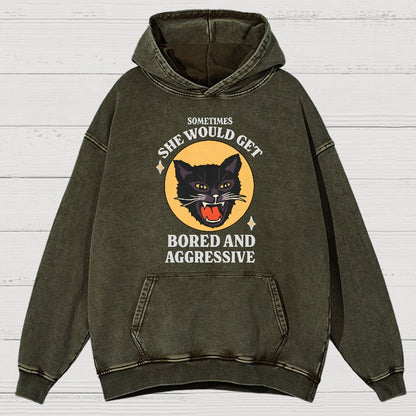 Angry Cat Funny Vintage Distressed Hoodie