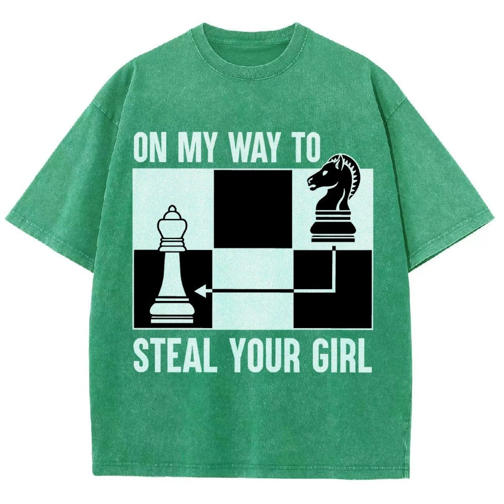 Chess Game On My Way To Steal Your Girl Vintage Distressed T-shirt