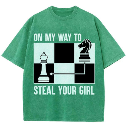 Chess Game On My Way To Steal Your Girl Vintage Distressed T-shirt