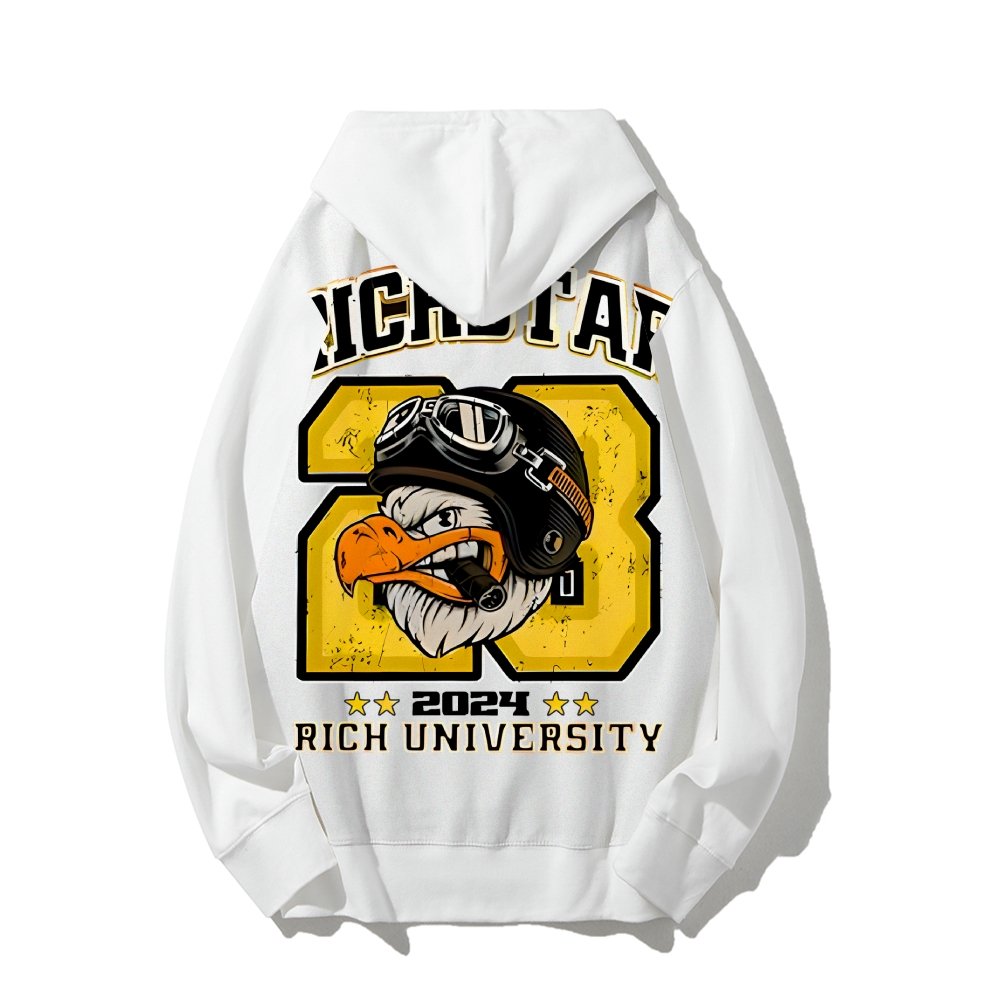 Vintage Rich Star Graphic Print Printed Back Cotton Hoodie