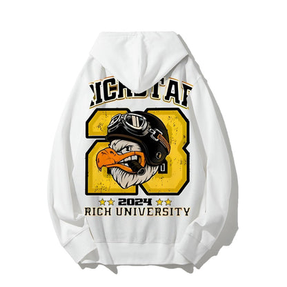 Vintage Rich Star Graphic Print Printed Back Cotton Hoodie