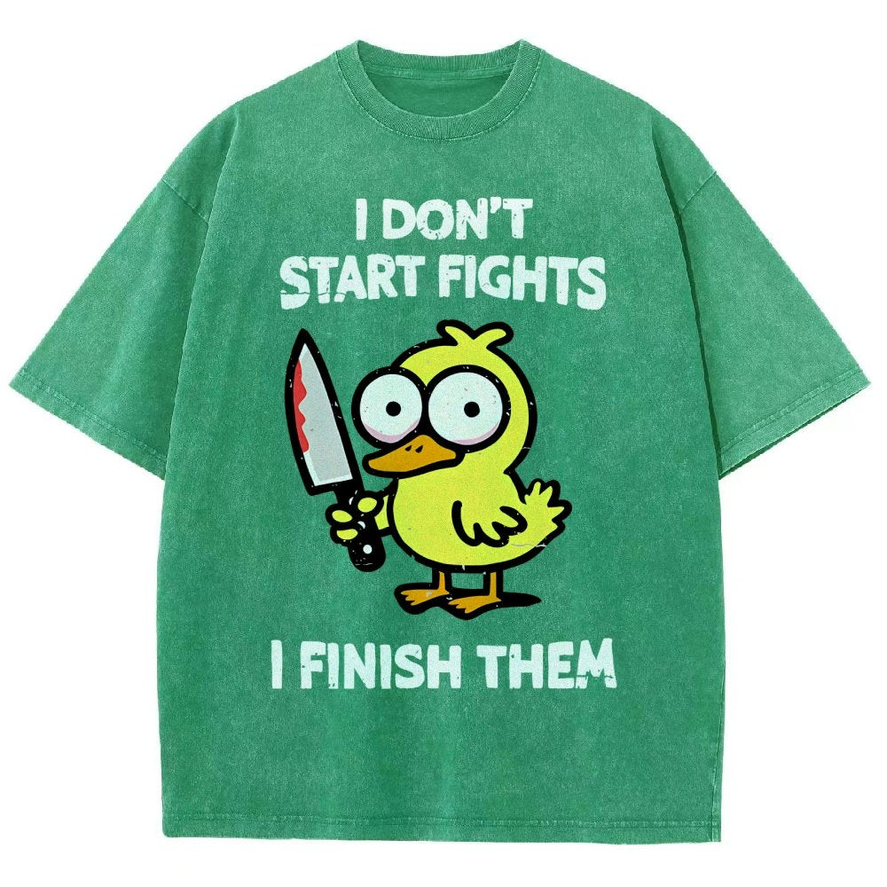 I Don't Start Fights Vintage Distressed T-shirt